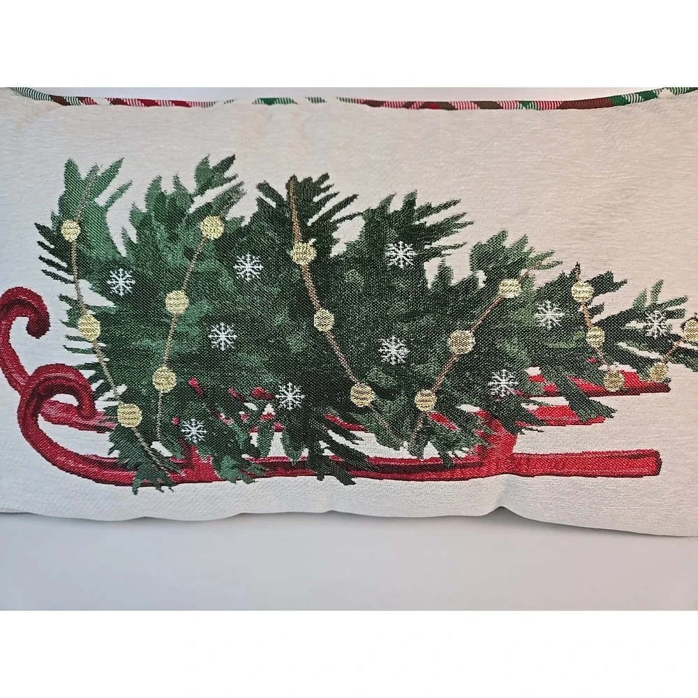 Christmas Tree on a Sled Lumbar Pillow Decorative Holiday 22